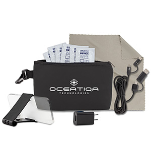 &ldquo;ASPEN&rdquo;  10 pcs Charging Kit in Black Mesh Zipper Pouch